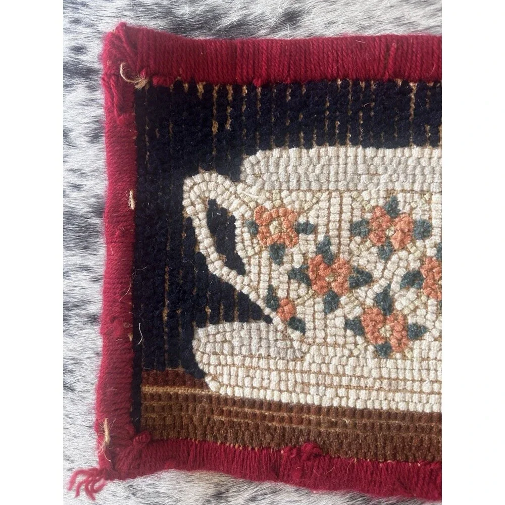 Vintage Rug Hooked Wool 8” x 37
